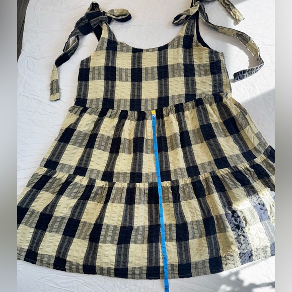 ASOS Plaid Tie-Shoulder Mini Dress Black and Tan Oversized Woman’s size 6 - Picture 8 of 12